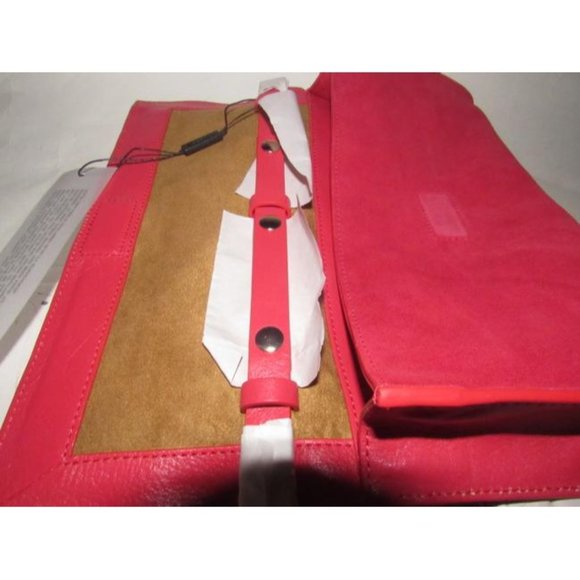 Halston Two Way Red Suede And Red Leather Cross Body Bag - Picture 12 of 12